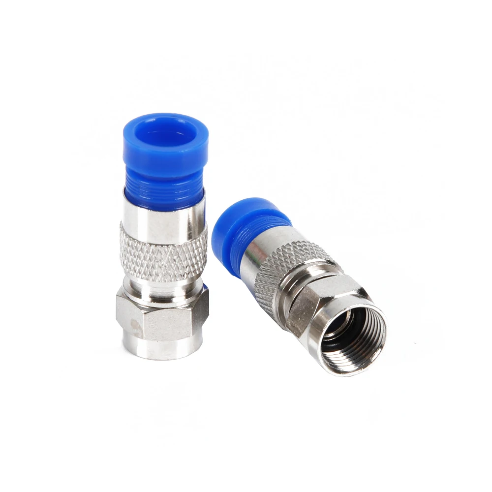 10Pcs RG6 RF Coaxial Extrusion F Head Adapter Waterproof Case Connector Compression Squeeze F Head Connector