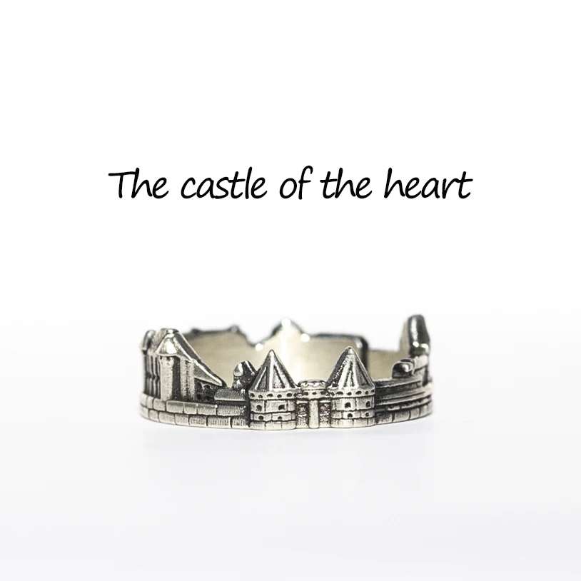 Original Design Couple Rings Pure Silver Men's Ring Creative Personalized Gift Rings Heart Castle S925 Silver Men Women