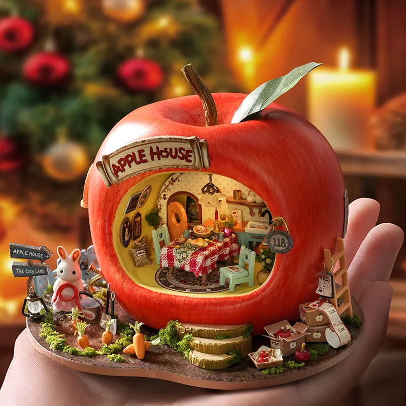 

Набор кукольных домиков Micro Fruit Apple House, 3D-пазл, модель для самостоятельной сборки, набор игрушек ручной работы, украшение для комнаты/спальни, подарки на день рождения для девочек
