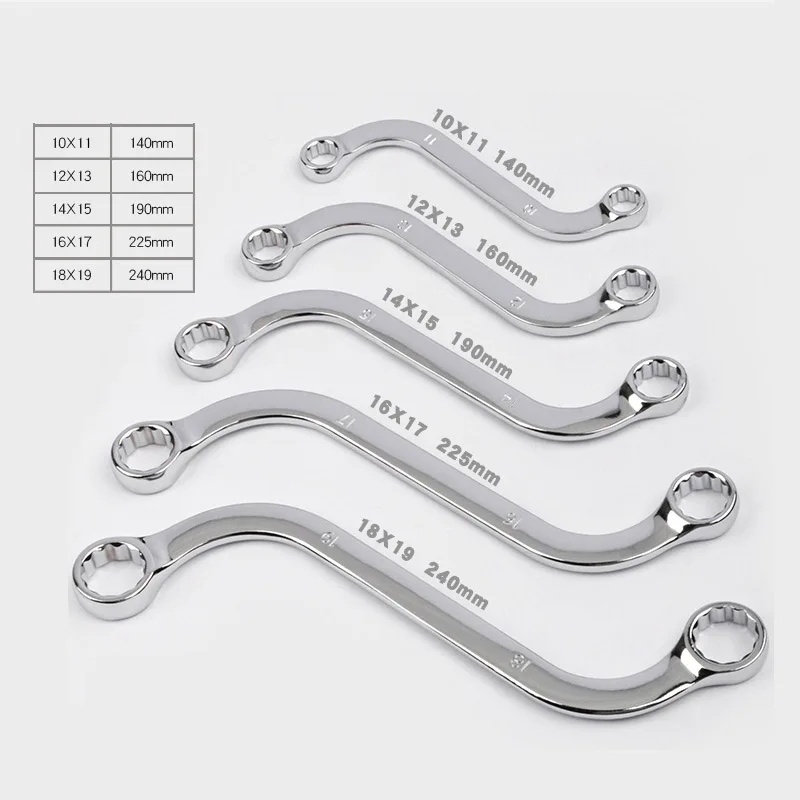 5Pcs/Set Open Box End Combination Wrench Chrome Vanadium Opened Ring Combo Spanner Household Car Repair Hand Tools Home Use Keys