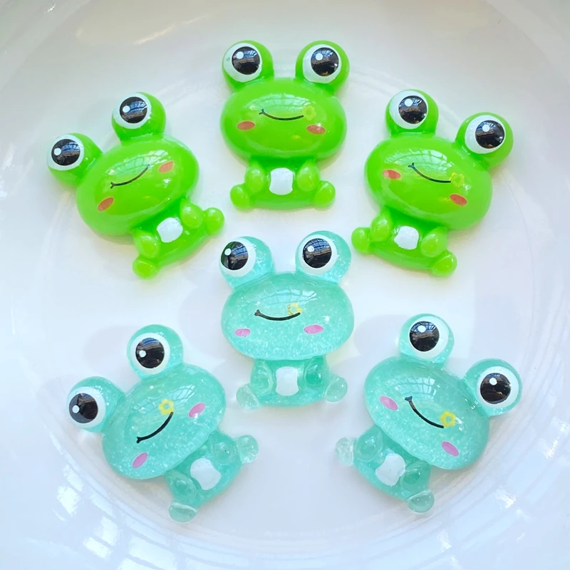 10Pcs New Cute Resin Mini Cartoon Frog Flat back Cabochon Scrapbook Kawaii DIY Embellishments Accessories