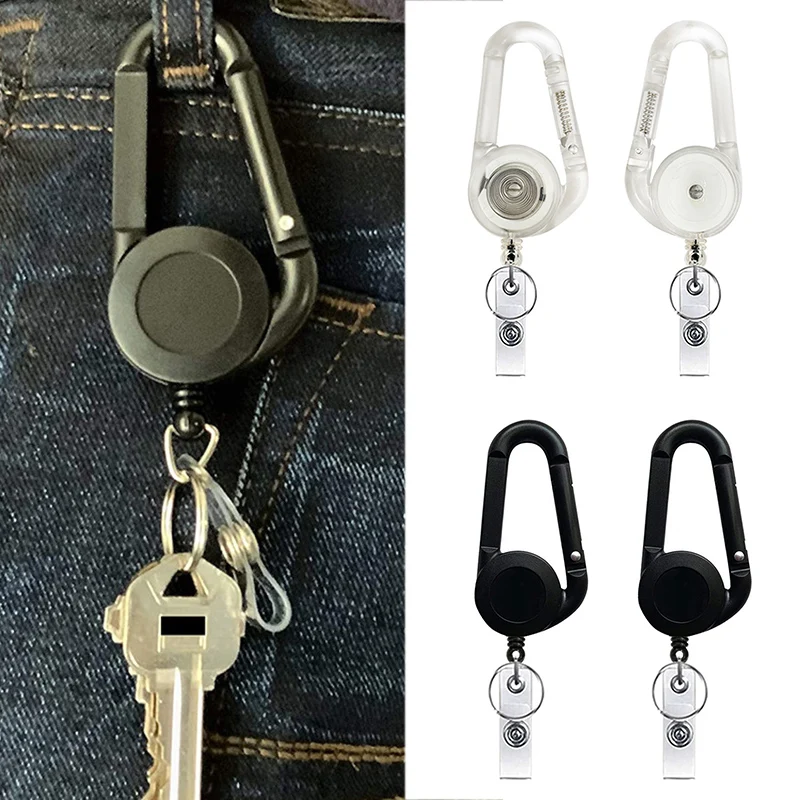 ID Card Key Chain Lanyard Clip Key Ring Retractable Pull Name Tag Recoil Badge Belt Rope Keychain Hooks key Storage Organizer
