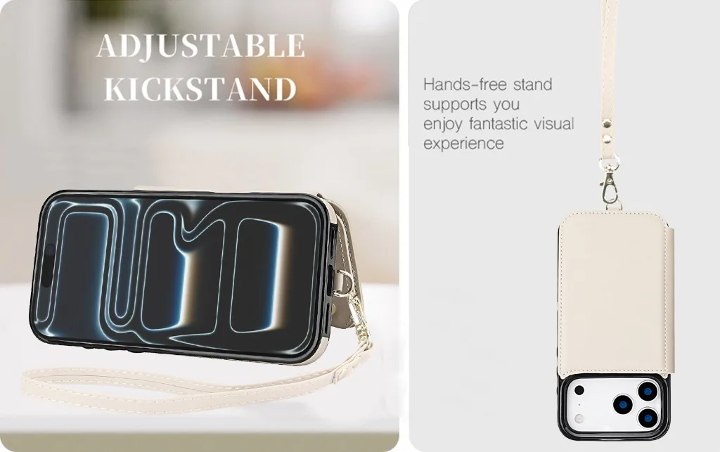 Crossbody Leather Wallet Phone Case For iPhone 17 Pro Max Air 17e 16e 15 14 Plus 13 12 Mini 11 Card Holder Wrist Strap Cover - view 2