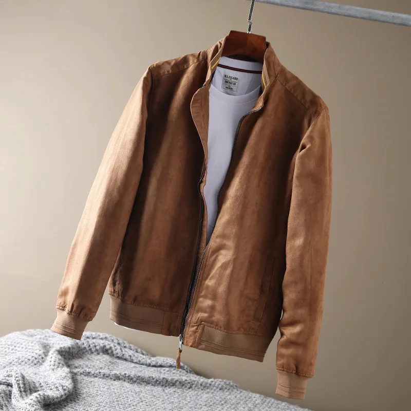 2025 men's stand up collar business casual suede jacket jacket