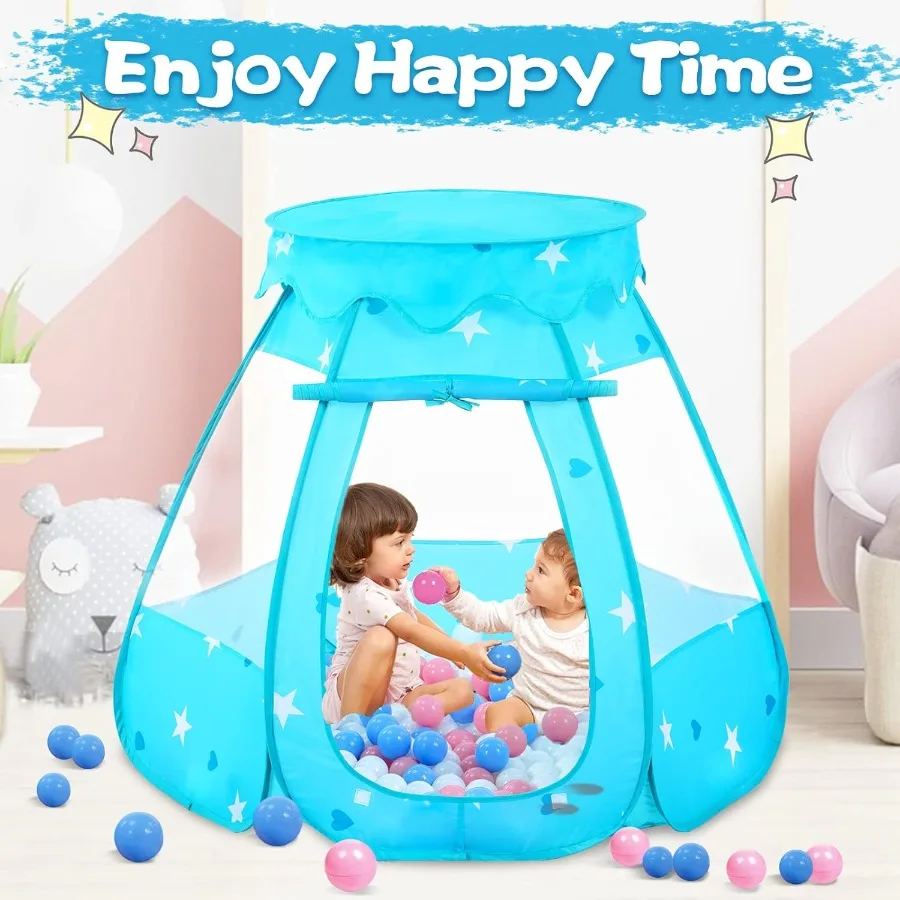 Poteau à balles pour bébé avec 50 balles, tente de jeu Pop-Up pour filles, jouets de princesse pour maison de jeu intérieure et extérieure avec transport Ba