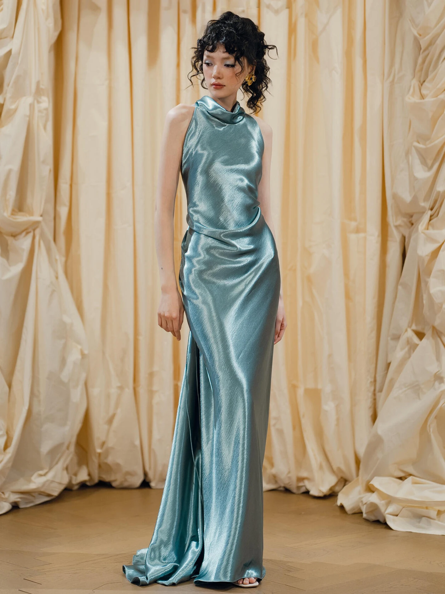 

Bride Morning Robe Hanging Ne Satin Bal Wedding Dr Ele mid Waist Long Skirt No Sve for Wedding And Par