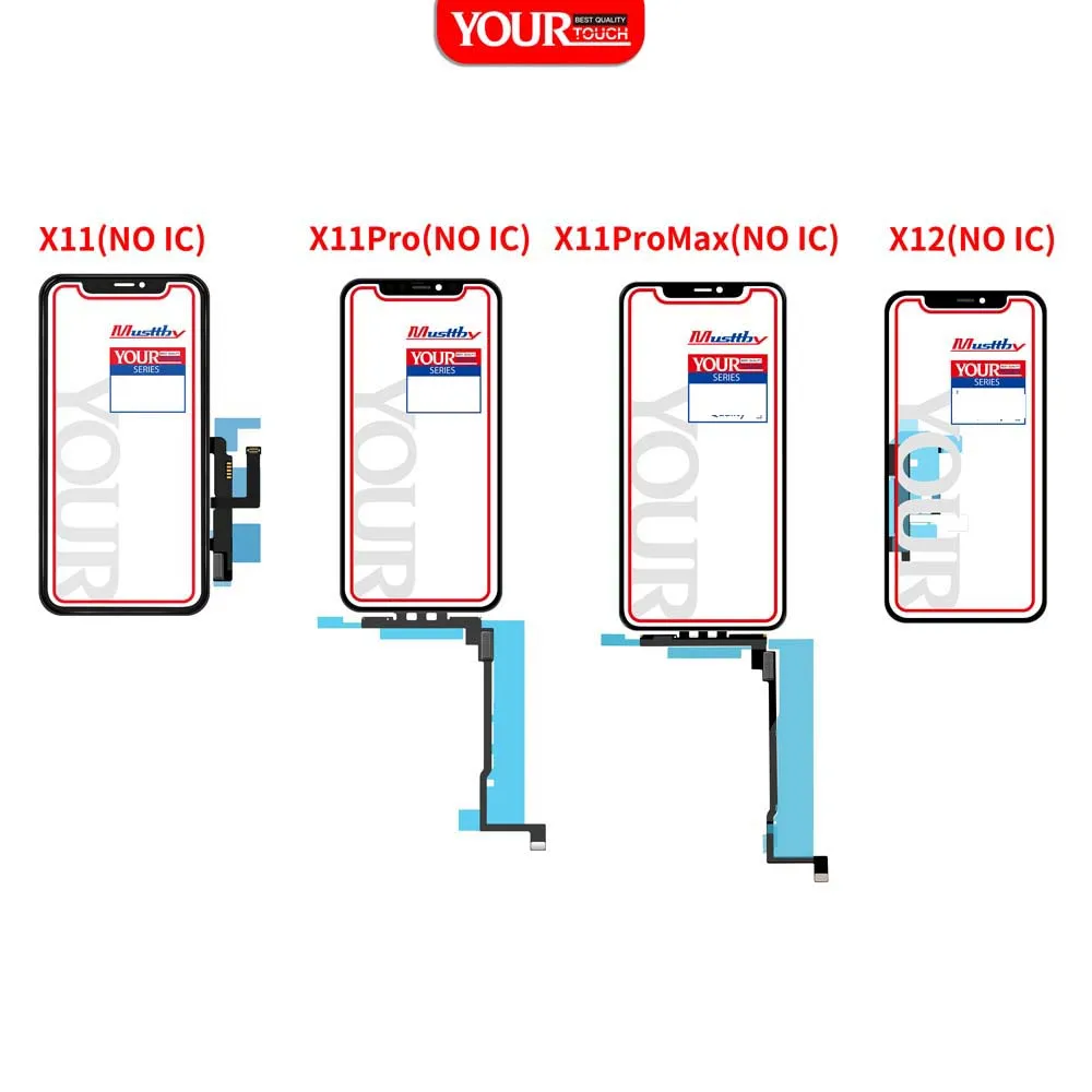 Imagem -02 - Musttby Touch Screen Digitizer Sensor de Vidro Folha Oca Oca para Iphone 13 11 12 Pro Max Tampa da Tela 100 Novo Oem sem ic 10 Pcs