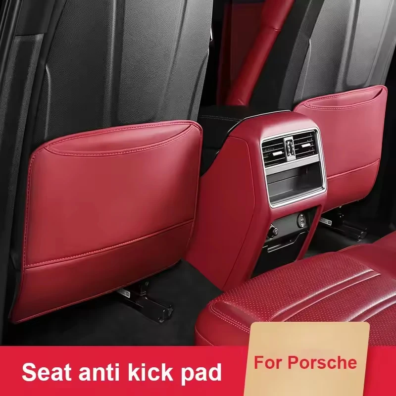 

For Porsche Cayenne Macan Panamera 2PCS Car Seat Back Protector PU Leather Anti Kick Dirty Pad With Storage Bag Accessories