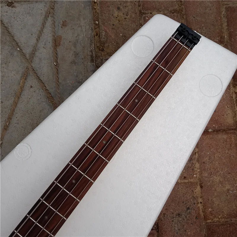 New Unfinished Headless Electric Bass Guitar,Mahogany Body&Rosewood Fingerboard With Red LED Light  BJ334