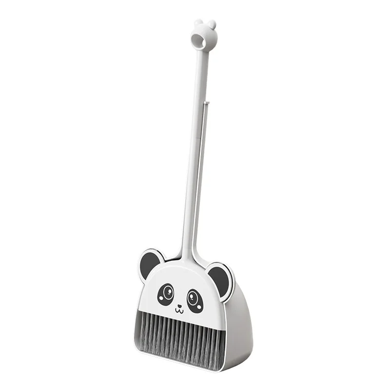 Kids Broom and Dustpan Set Cartoon Panda Mini Cleaning Tools for Toddlers Pretend Play Toy