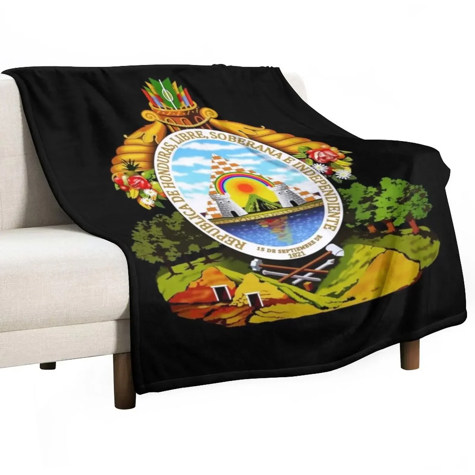 

Coat of arms of Honduras Throw Blanket Flannel manga Blankets