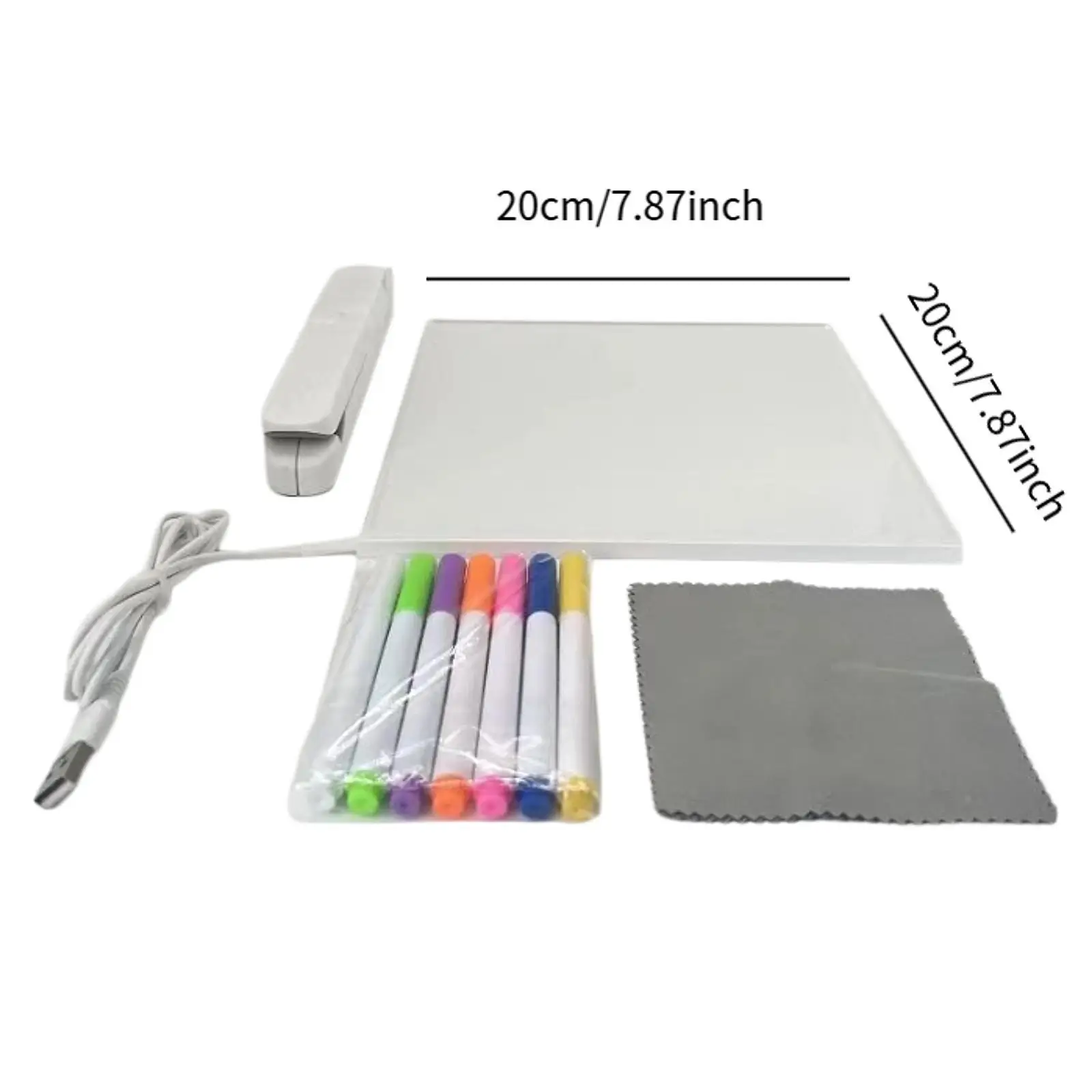 Acrylic Message Board Desktop Note Board Portable USB Drawing Board Decorative Light up Dry Erase Board for Office Home School