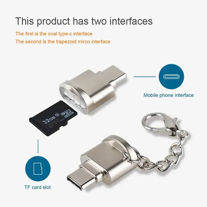 Type-C TF Mobile Card Reader Zinc Alloy USB 3.1 Type-C Xiaomi Huawei Samsung Laptop Multi functional OTG Card Reader