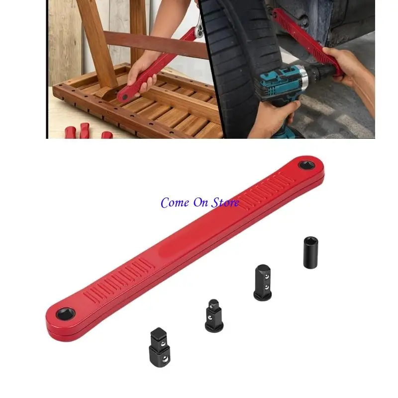 M6CF 3/8 inch Offset Wrench Fastener Extension Tool with Ridged Handle Sections and Extended Reach for Confined Access during