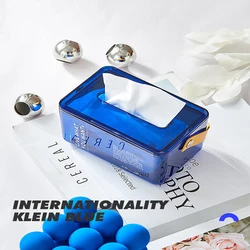 Ins Klein Blue Tissue Box Kitchen Napkin Storage Box Wc Paper Container Desktop Toilet Paper Holder Nordic Style Home Decoration