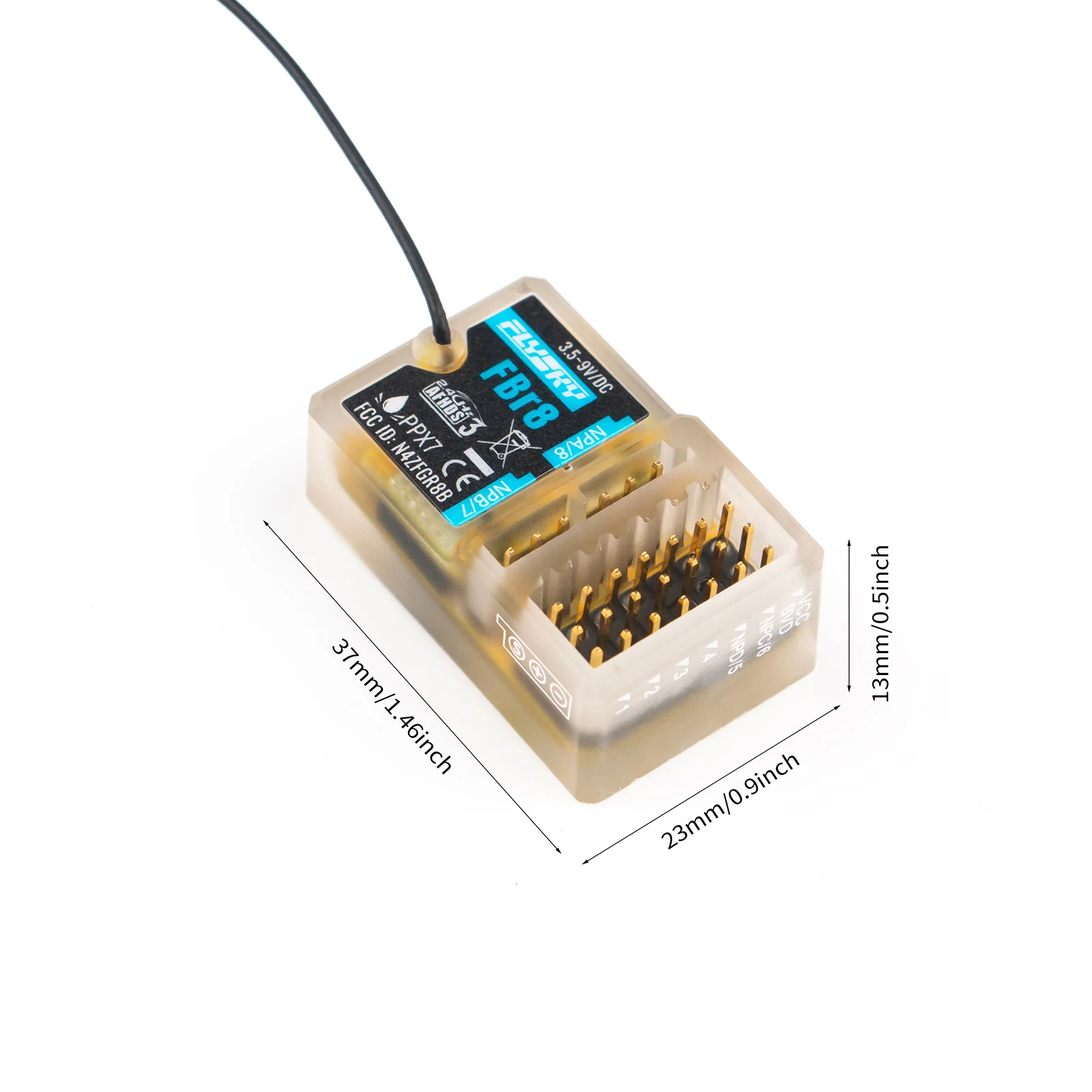 Flysky FBr8 2.4GHz 8CH Receiver AFHDS 3 System Supports Single Bidirectional Transmission PWM/PPM/i-BUS2/S.BUS/i-BUS PPX7