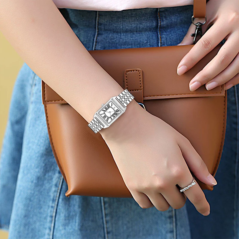 Luxury Brand Women Rectangular Watch Small Golden Romantic Hand Clock Female Steel Waterproof Elegant Ladies Quartz Wristwatch
