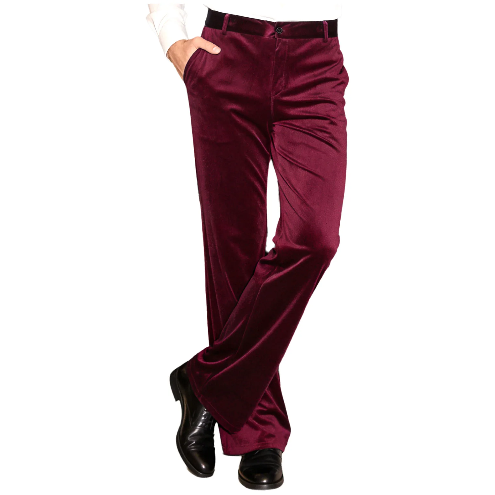 

Мужские роскошные бархатные брюки-клеш с боковыми карманами в стиле диско 70-х годов, винтажные широкие длинные брюки для вечеринок в стиле вестерн и бальных залов