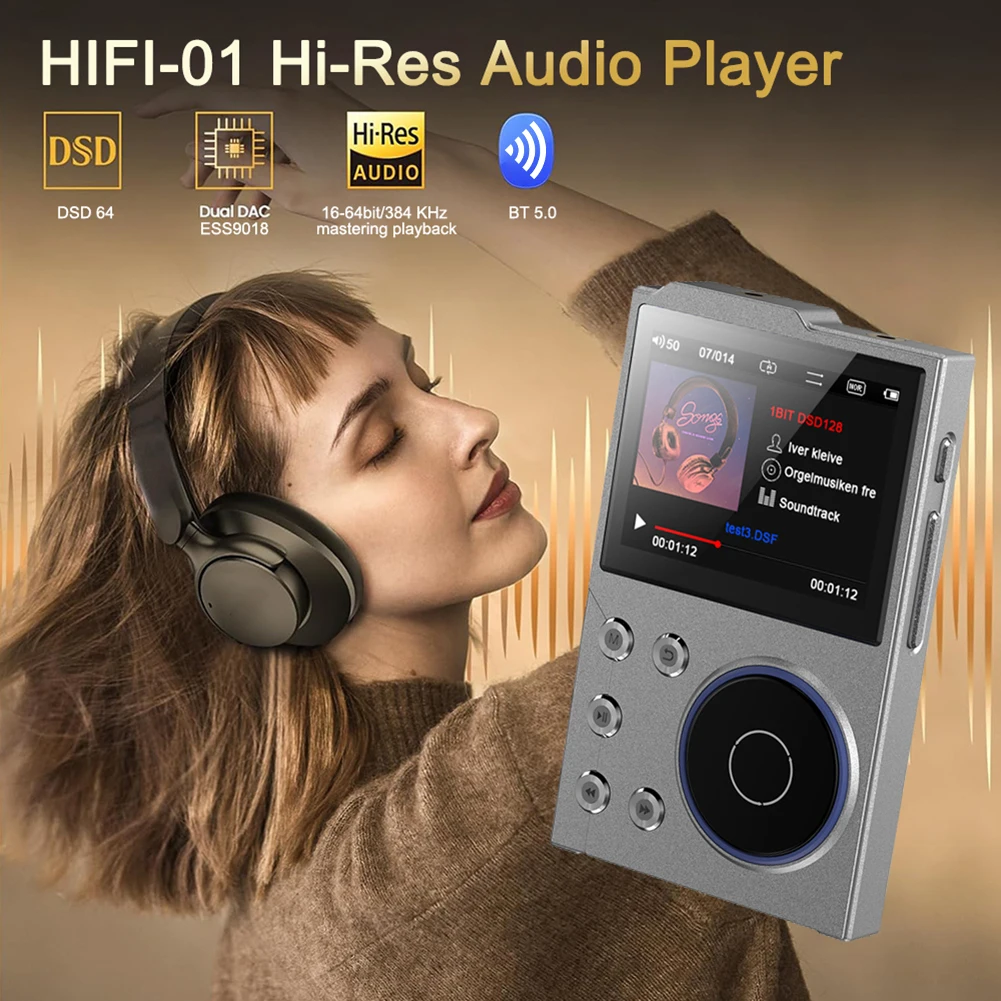 HIFI-01-T10 DSD256 Lossless Music Player 16GB HiFi MP3 Players Portable Bluetooth-Compatible5.3 Audio Player Digital Small Radio