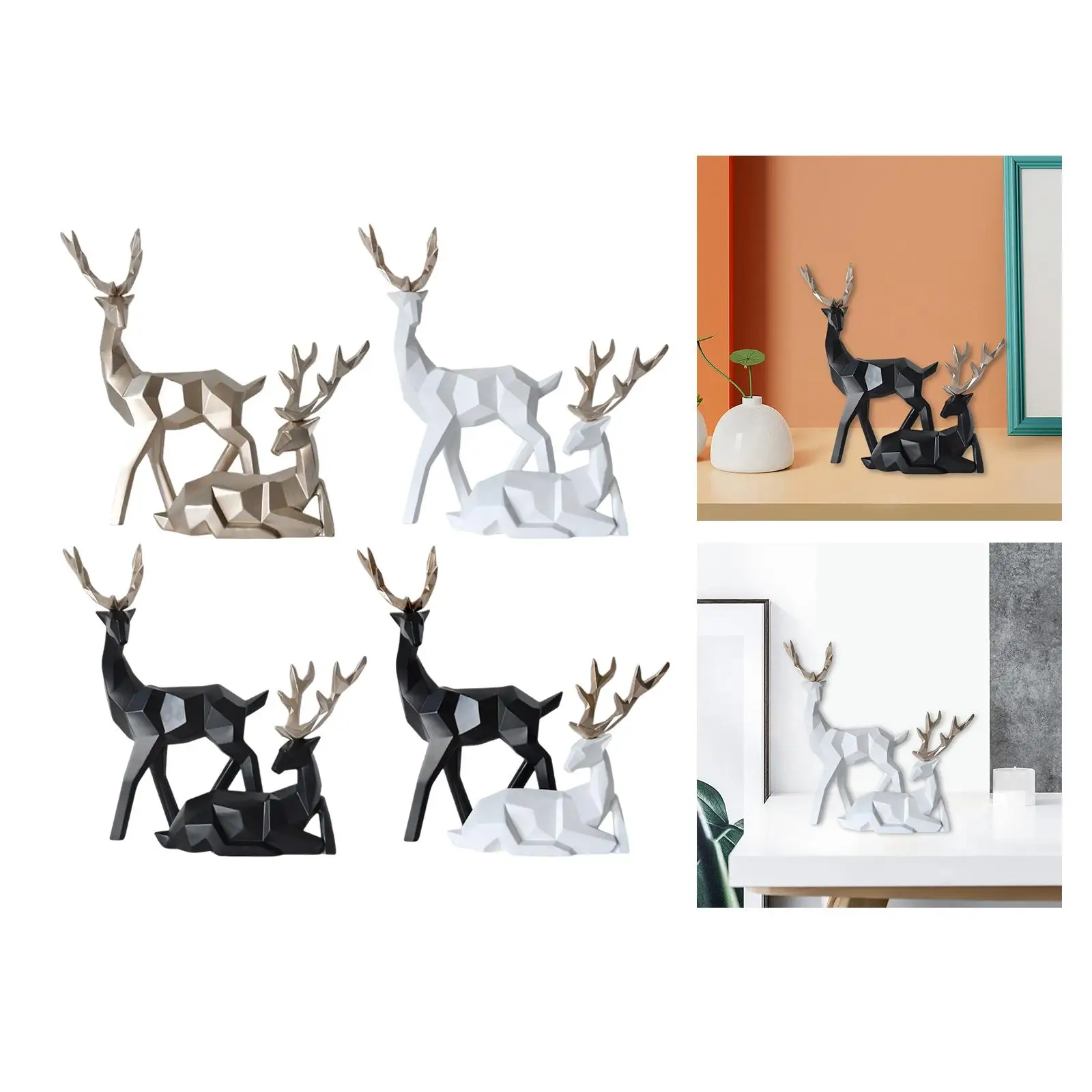 Deer Statues Miniature Figurines Modern Art Ornament for Table Office Home