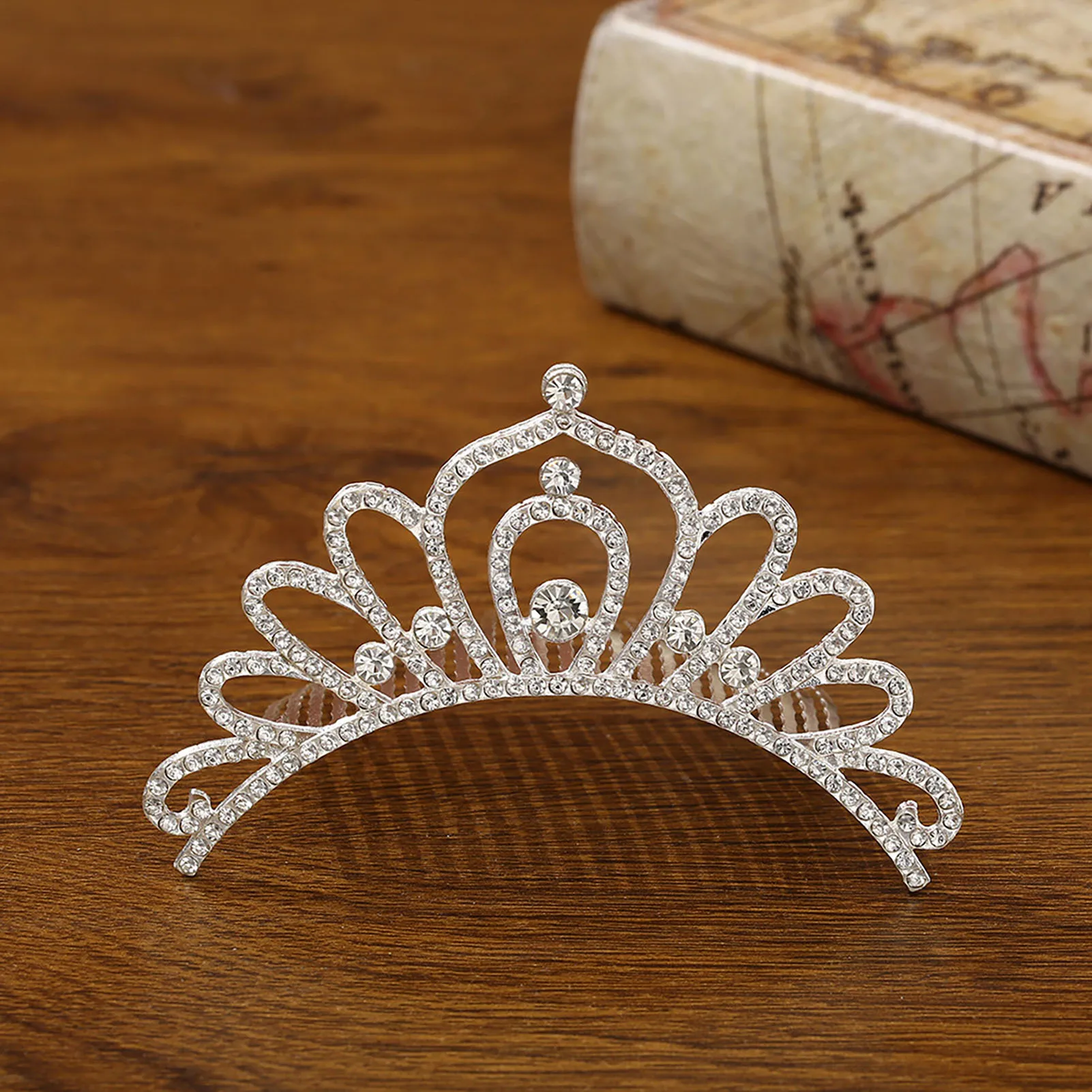 Mini Princess Diadem Simple Tiaras and Crowns with Hair Comb Little Girls Hair Jewelry Shiny Crystal Headbands Fashion Headdress