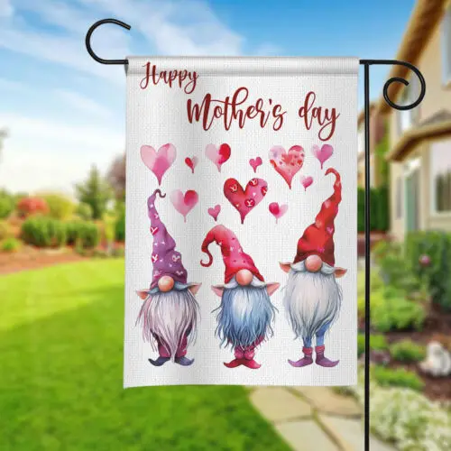 Gnomes Love Happy Mothers Day Garden Flag, Gnomes Lovers Mother Day Flag WWL UUN