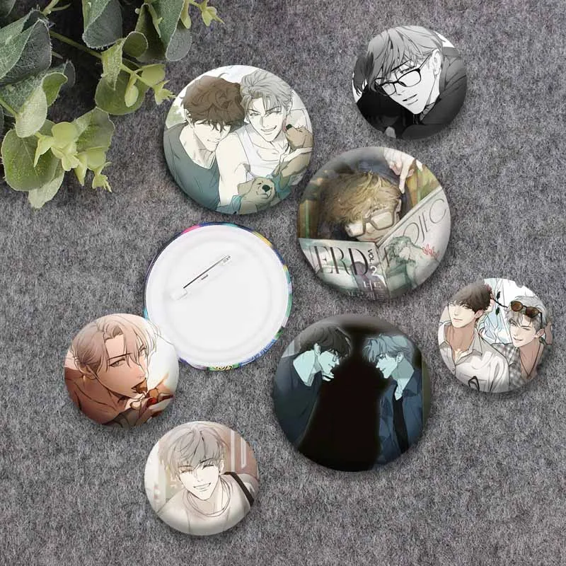 Popular BL Manhwa N-Nerd Project Round Brooch Fashion Jewelry Accessories Gifts for Friend Cartoon Role Playing Brooch Pins Bag