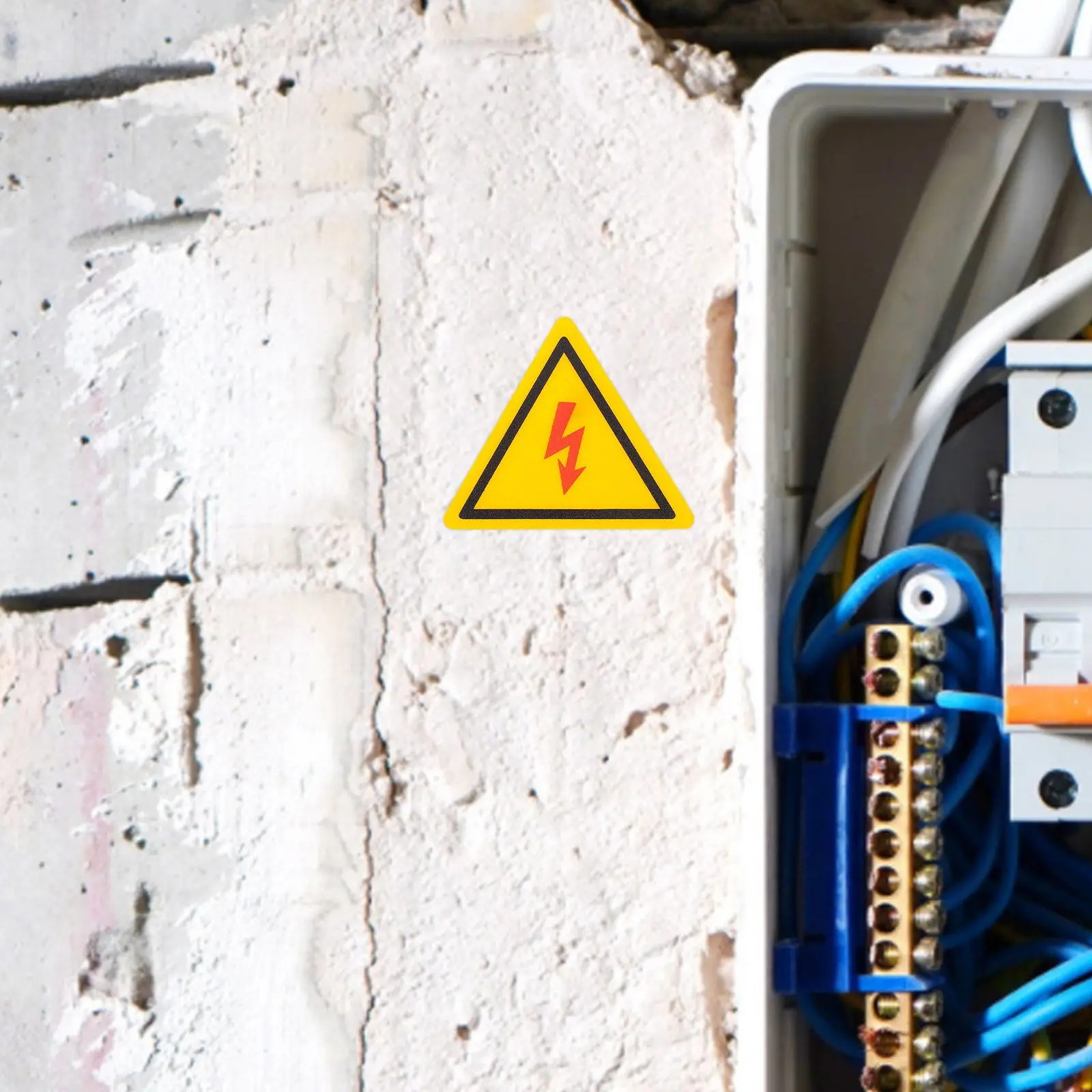 2Pcs High Voltage Sticker 45mm Triangle Oil Resistant Electric Warning Labels Safety Signs Panel Caution Danger Stickers