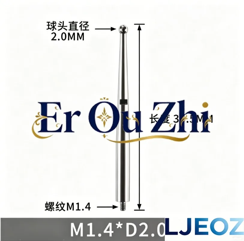 New M1.4 M1.6 M1.8 M2 Thread 2mm Head OD 15mm / 44.5mm Length Ruby Head Pin Gauge Micrometer Tip Lever Dial Test Indicator Probe