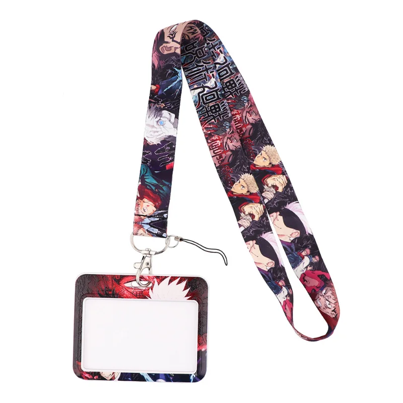 Jujutsu Kaisen Anime Card Holder Neck Strap Lanyards Credit Card ID Holder Pass Hang Rope Lariat Keyrings Lanyard Toy Kids Gift
