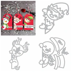 Peeking Snowman Fancy Metal Cutting Dies Christmas Elf Reindeer Die Cuts for Scrapbooking DIY Album Card Making Decor Paper
