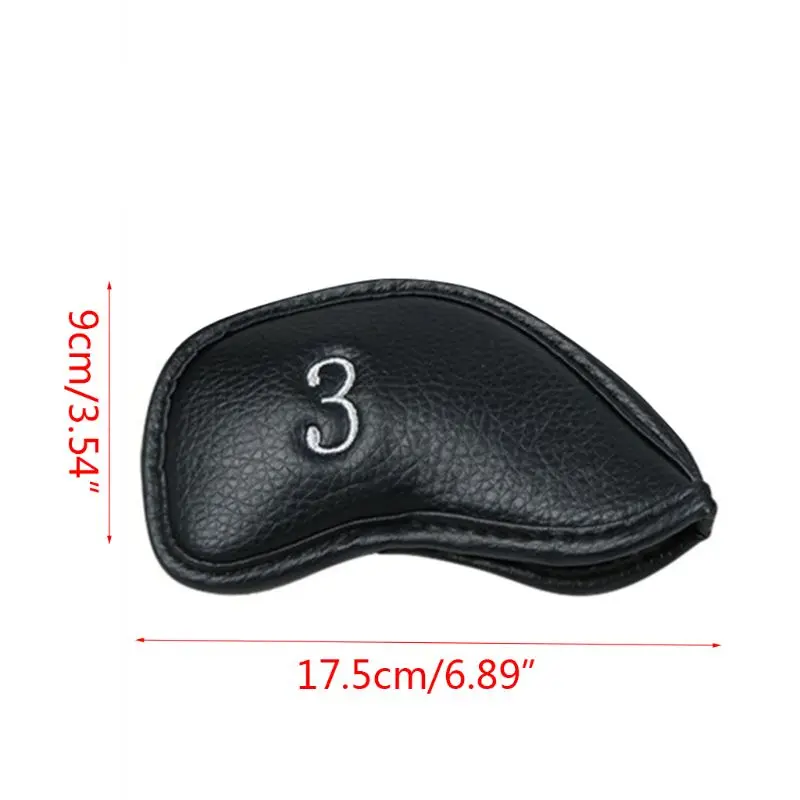 Golf Iron for Head Covers 12pcs Thicken PU Leather Soft Embroideried  Black Edging Right Handed Closely Protector