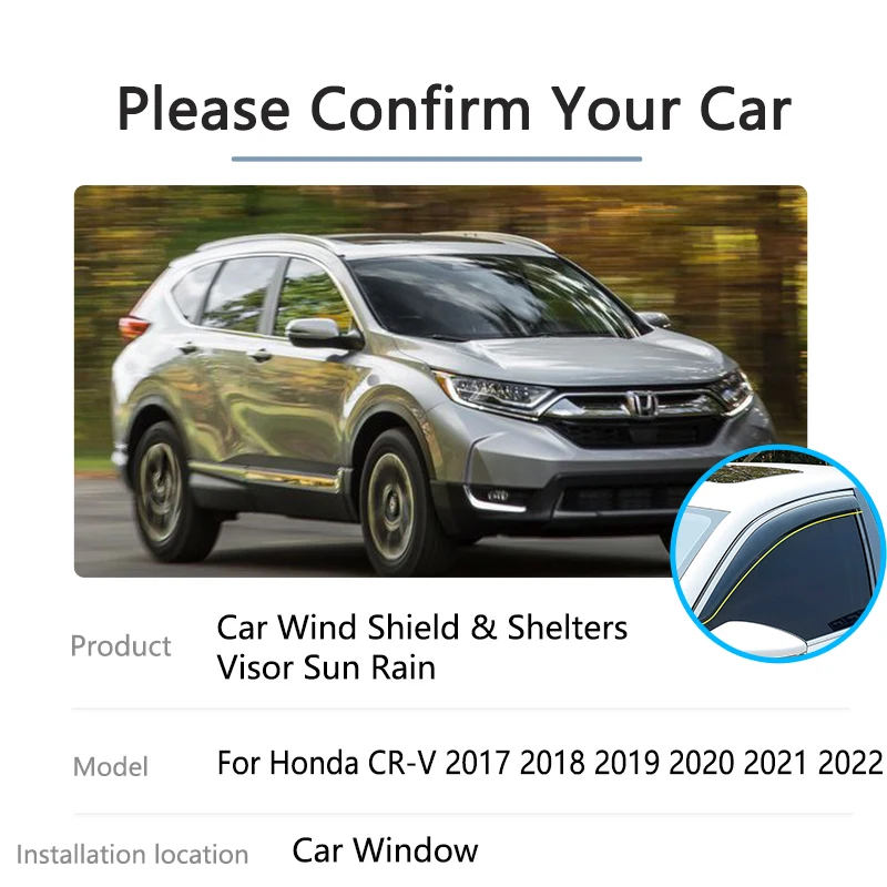 4x Pour Honda CR-V CRV CR V 2017 2018 2019 2020 2021 2022 Voiture Côté Vent Pluie Fenêtre Visière Déflecteur Gardes Vent Couverture Accessoires