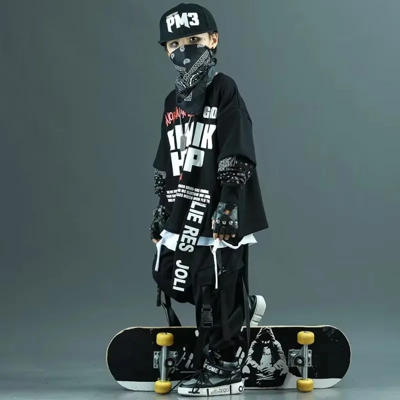 Korean Children's Hip-hop Costumes, Boys' Performance Costumes, Skateboarding Rehearsal Costumes, Cheerleading Suits