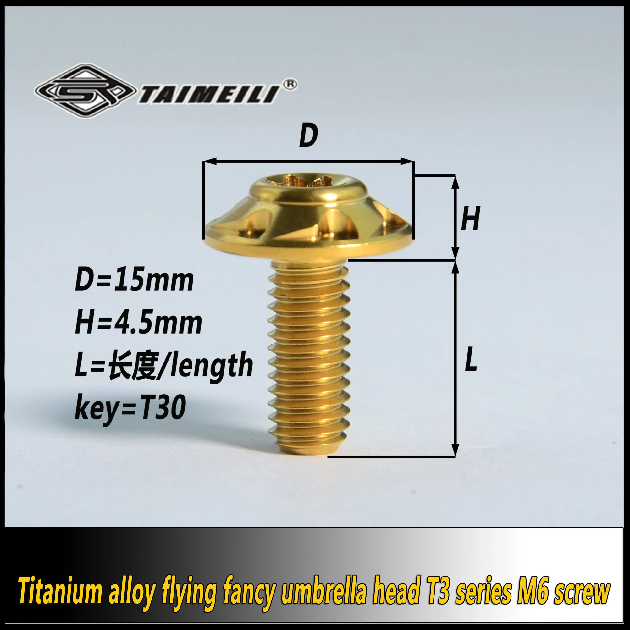 TAIMEILI 1pcsTitanium alloy flying fancy umbrella head screw M6 series locomotive housing modification screw