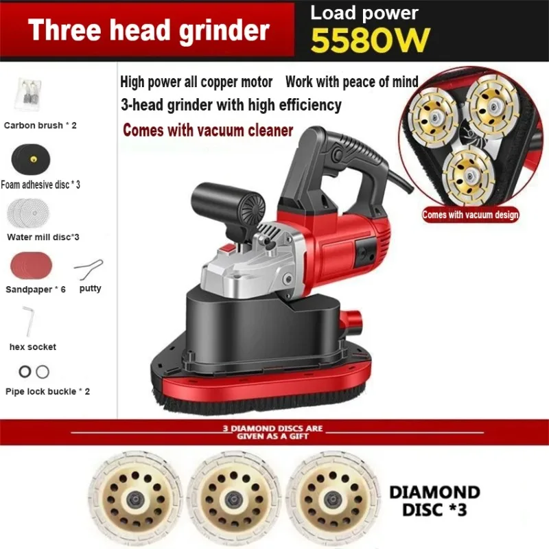 5580W Heavy Duty Floor Grinding Machine, Marble Concrete Polisher & Belt Sander for Surface Prep