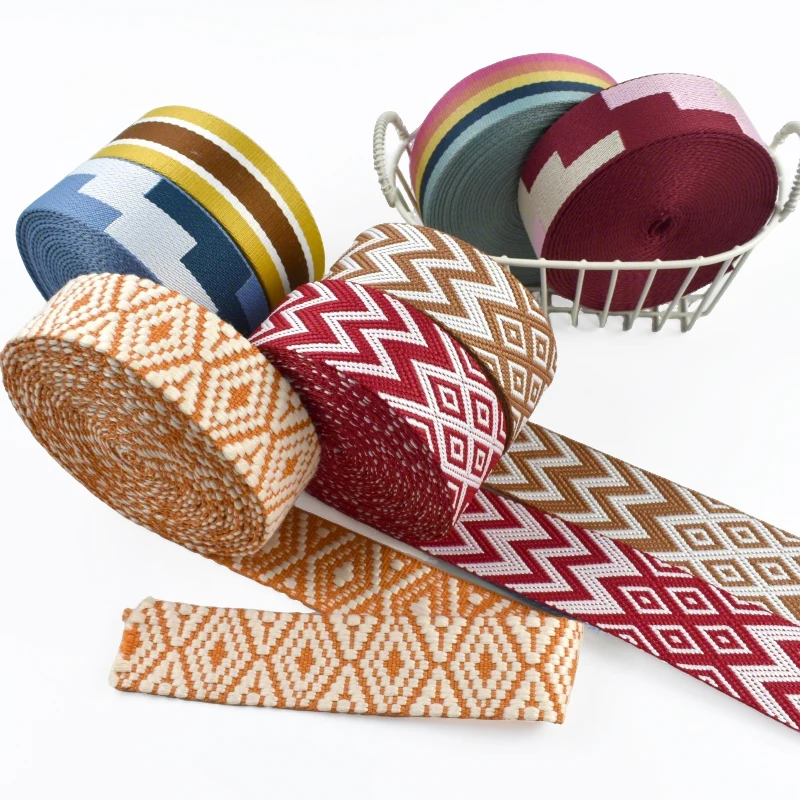 1/2/3/5Meters 38mm Jacquard Webbing Tapes for Strap Ethnic Ribbon Band Luggage Decorative Bias Binding DIY Sewing Accessories