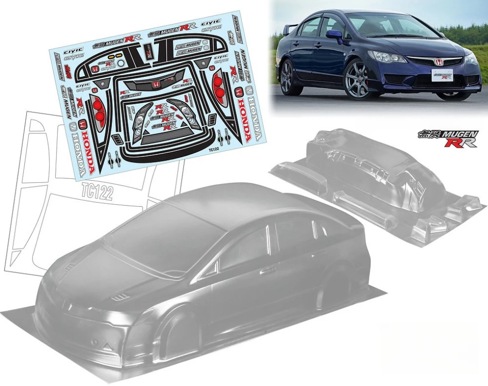 Scale 1/10 Honda Civic FD2 Lexan body sets fit RC Drift Chassis 255mm-260mm Wheelbase Tamiya TT01 TT02 Kyosho fazer mk2 Yokomo