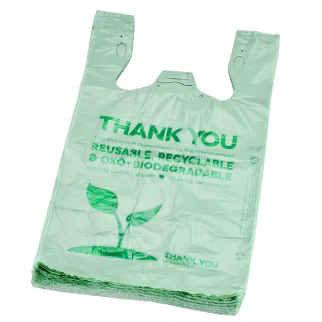 Factory Price  Eco Nylon Biodegradable Shopping Plastic Bag T-shirt Bag with Printing