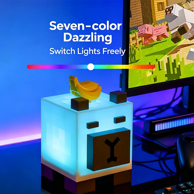 Pixel cute pet night light with timer that automatically turns off and charges. Educational jigsaw puzzle toy for children. Gift
