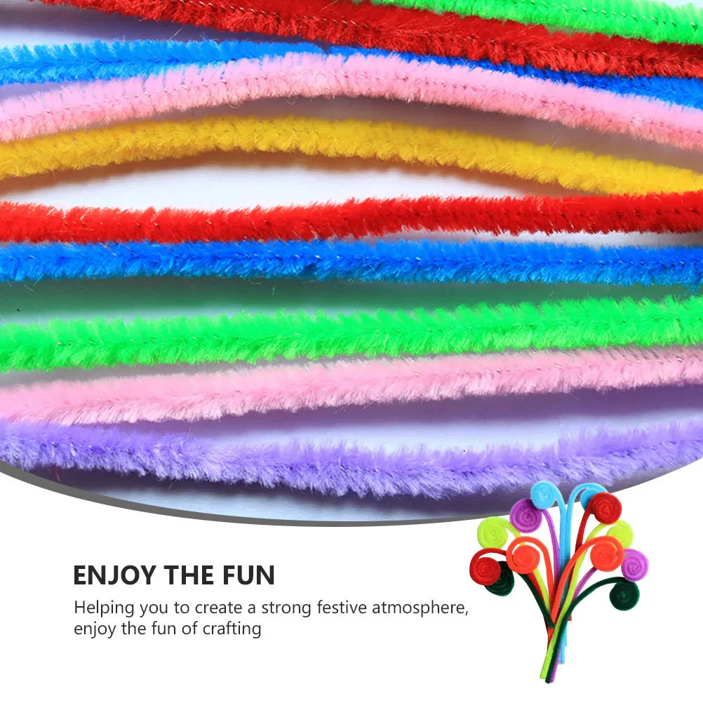 200 قطعة من مادة جذع الشنيل الحرفية بألوان زاهية قابلة للانحناء عصي ذاتية الصنع للأطفال زينة عيد الميلاد نشاط تعليمي يدوي