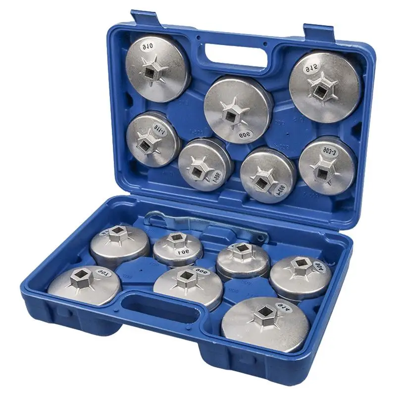 

Cup Type Oil Filter Wrench 15-Piece Socket Set Tool Kit For Engine Oil Filter Wrench Adjustable Oil Filter Removal Tool Ideal