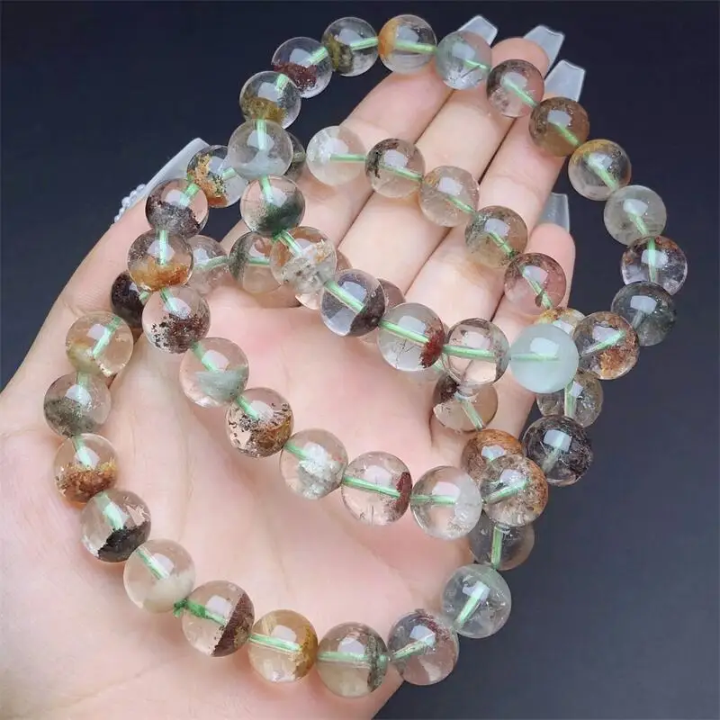 10MM Natural Colored Garden Quartz Bracelet Fashion Reiki Gemstone Round Beads Jewelry Couple Gift 1PCS