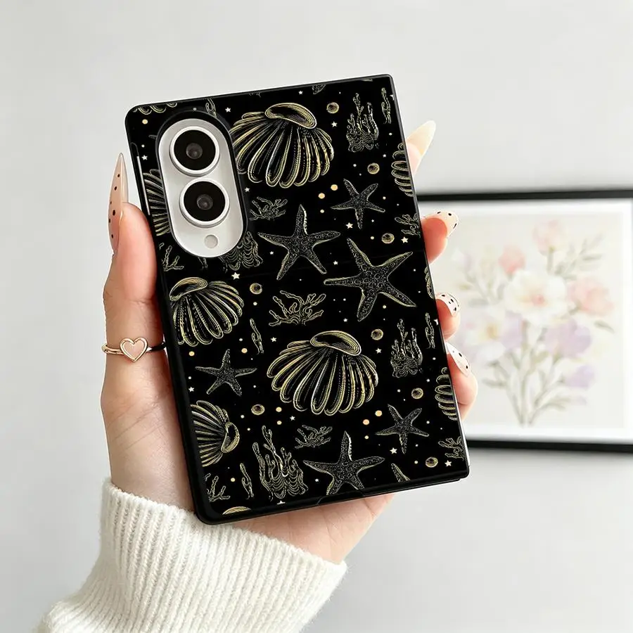 Dark Seashell Pattern Luxury Phone Cover Case for Samsung Galaxy ZFold8 Z Fold 8 Z Fold8 Wide ZFold Wide
