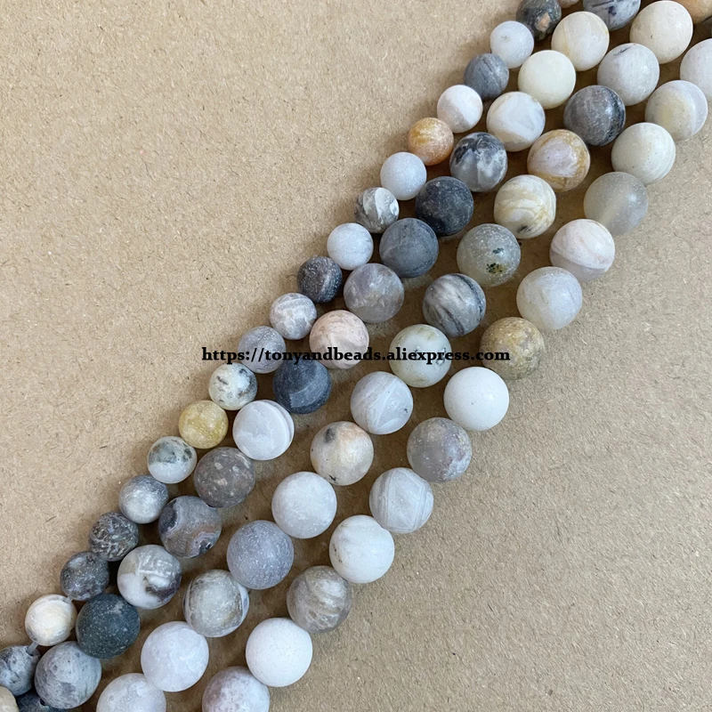 Natural Stone Matte Bamboo Leaf Carnelian Agate Round Loose Beads 15