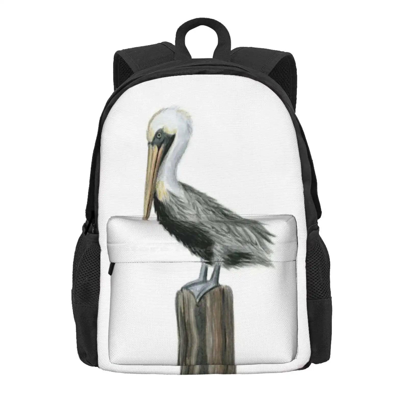 Watercolor Pelican Hot Sale Schoolbag Backpack Fashion Bags Pelican Ocean Beach Sea Bird Watercolor