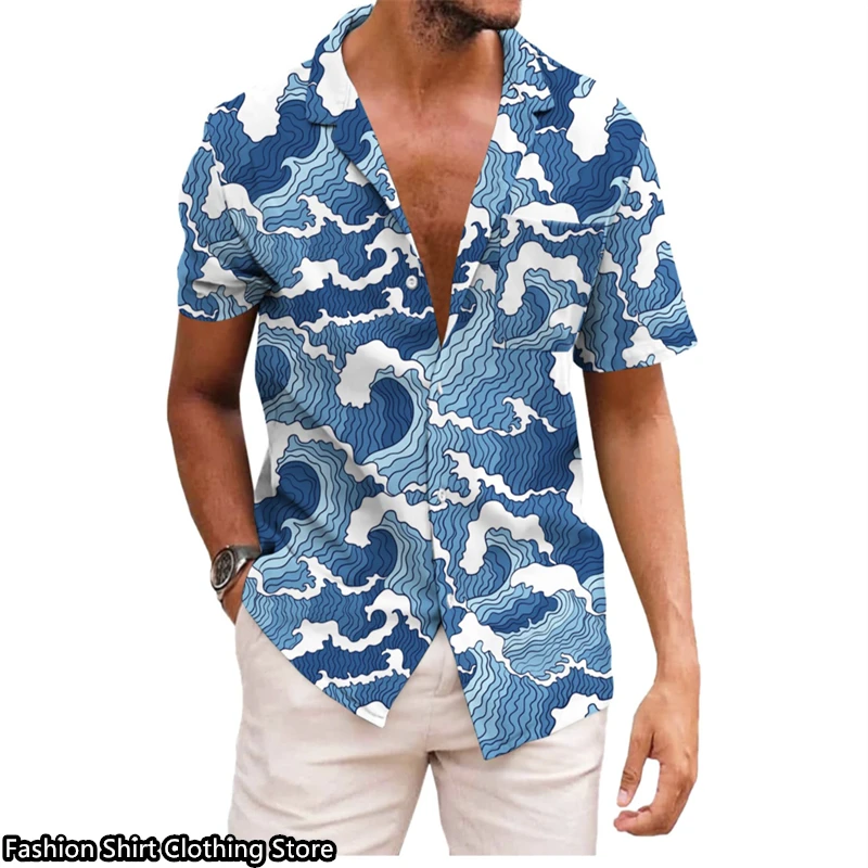 Popular men\'s shirts Hawaiian shirts short-sleeved tops Hawaiian vacation travel fashion casual clothing xs-6xl oversized size