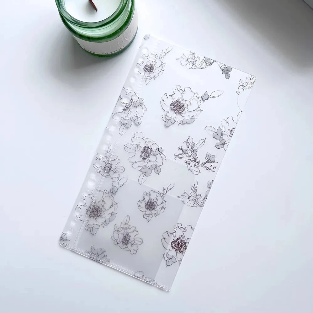 Cute Flower Print A5PUO PVC Insert Pocket For Loose Leaf Notebook Planner Organizer 20-ring Binder Accessories korean stationery