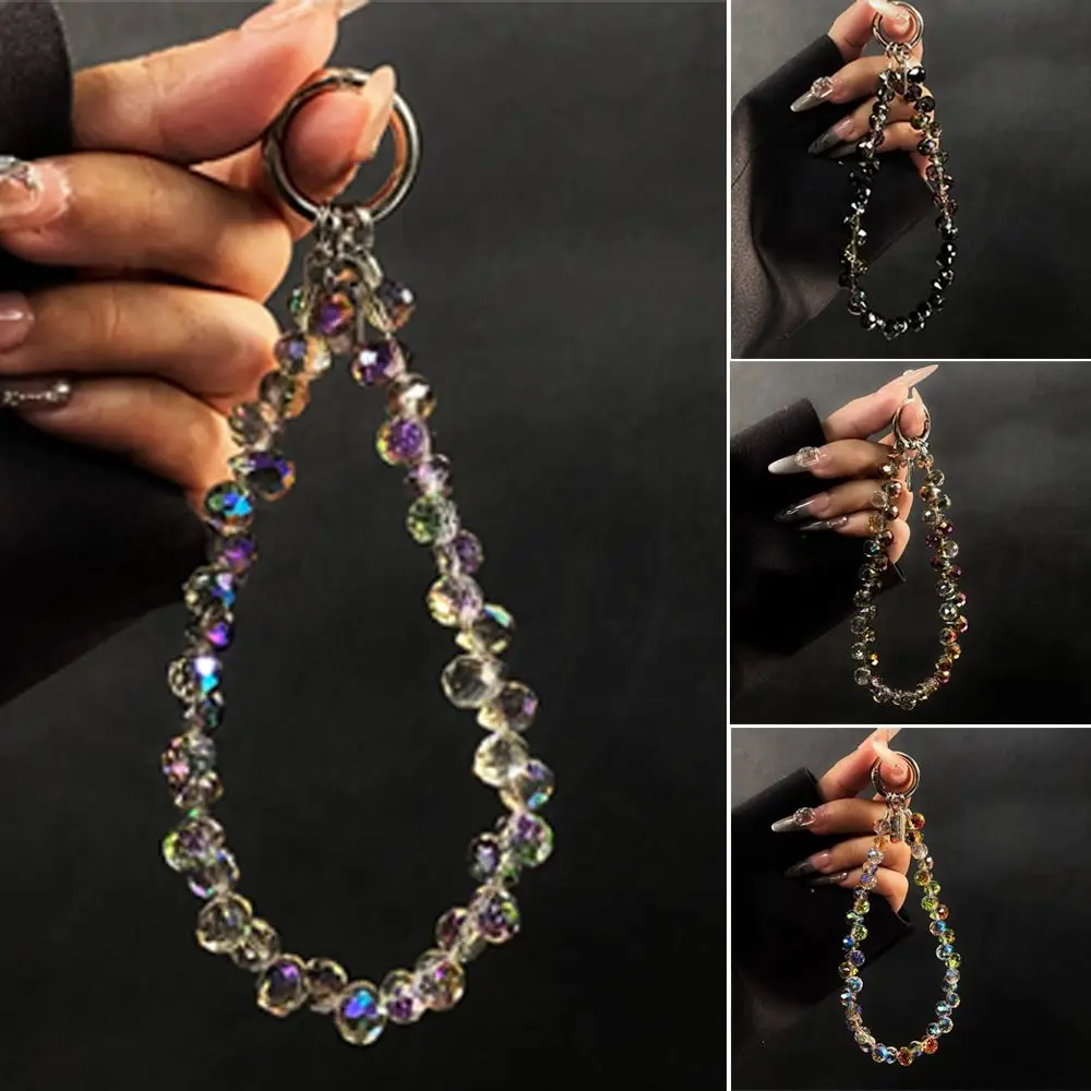

Stylish Glitter Crystal Bead Pendant Transparent Colorful Crystal Bead Keychain Detachable Wrist Crystal Chain for Women Girls