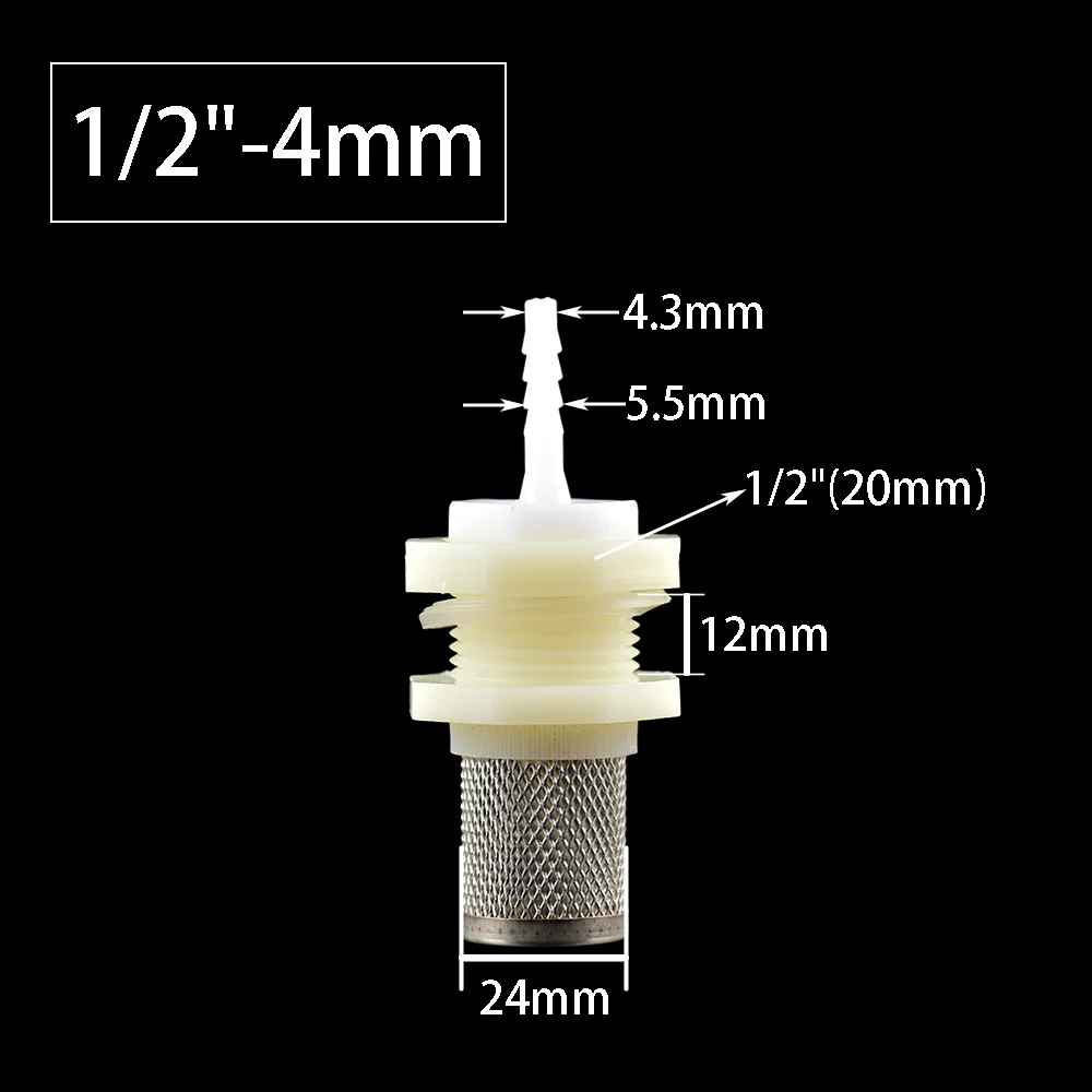 1pc Barb Tail 4/6/8/10/12/14/16/18/20mm Water Connector With ABS 1/2\